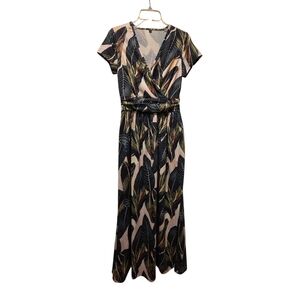 Unbranded - Dress - Green Floral - Size Small - Zipper - Pockets